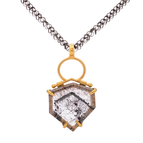 COLLAR AMATISTA CUARZO FANTASMA RUTILOS TURMALINA