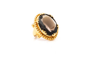 ANILLO TOPACIO AHUMADO OVALADO FACETADO