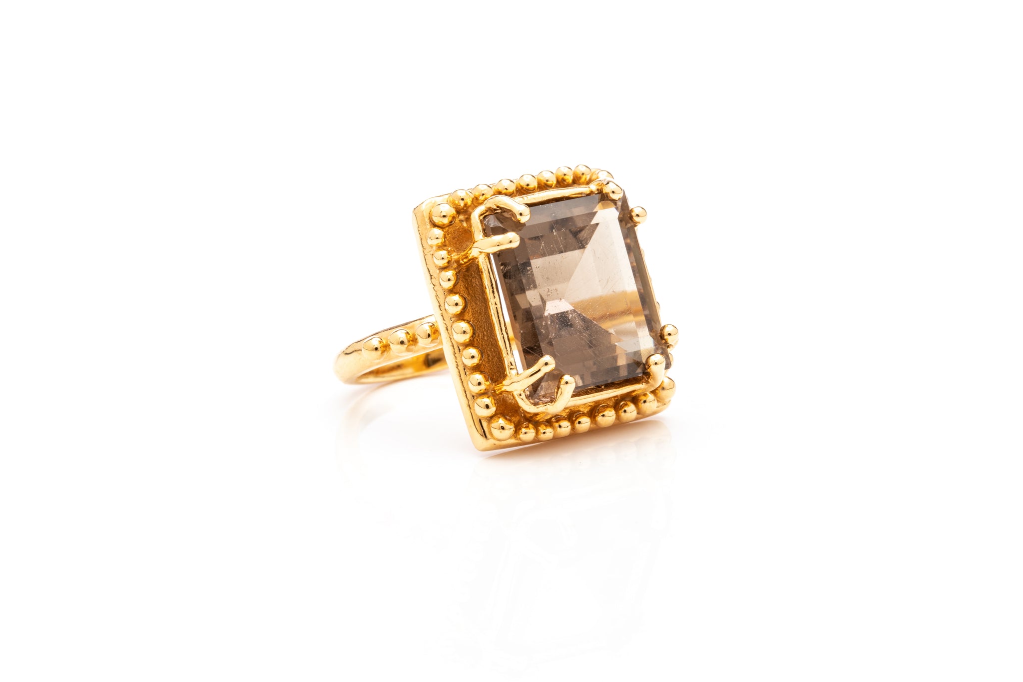 ANILLO CUARZO AHUMADO CUADRADO