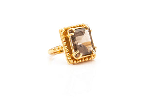 ANILLO CUARZO AHUMADO CUADRADO