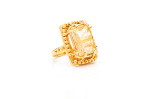 ANILLO CUARZO RUTILADO DORADO