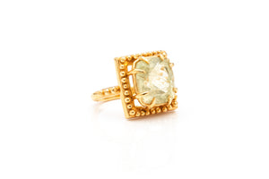 ANILLO CUARZO LIMÓN CUADRADO