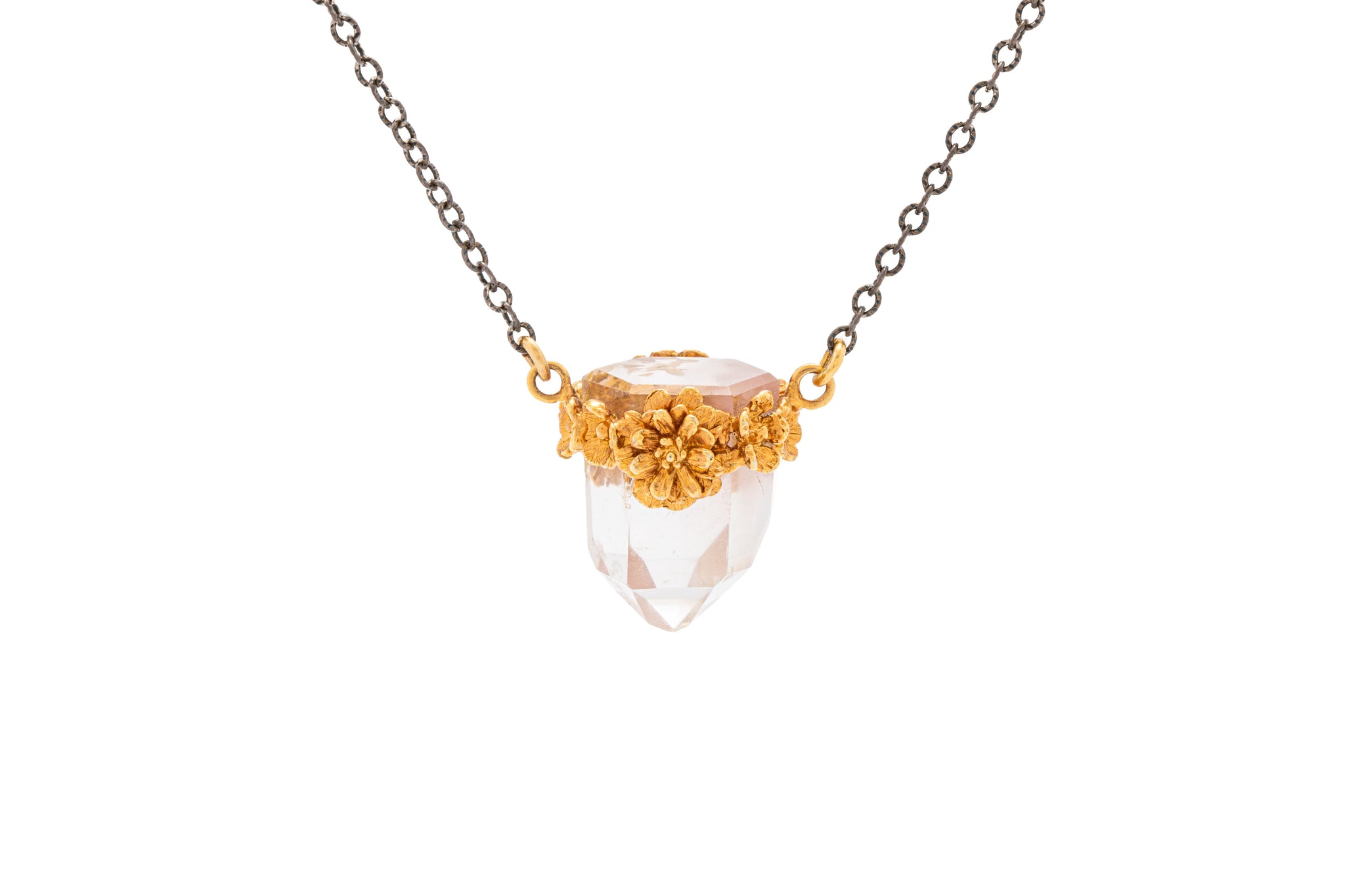 COLLAR CUARZO CORONA DE FLORES
