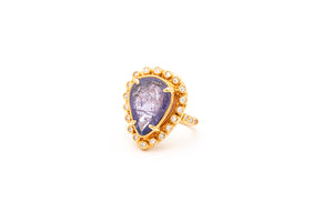 ANILLO TANZANITA GOTA CON CIRCONIAS