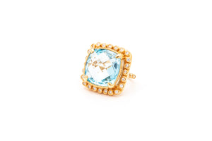 ANILLO LONDON BLUE CUADRADO  CON CIRCONIAS