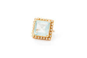 ANILLO AGUAMARINA CUADRADO CON CIRCONIAS