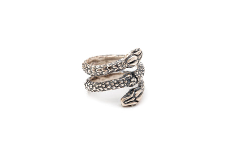 ANILLO SERPIENTE CON PIEL DOS CABEZAS