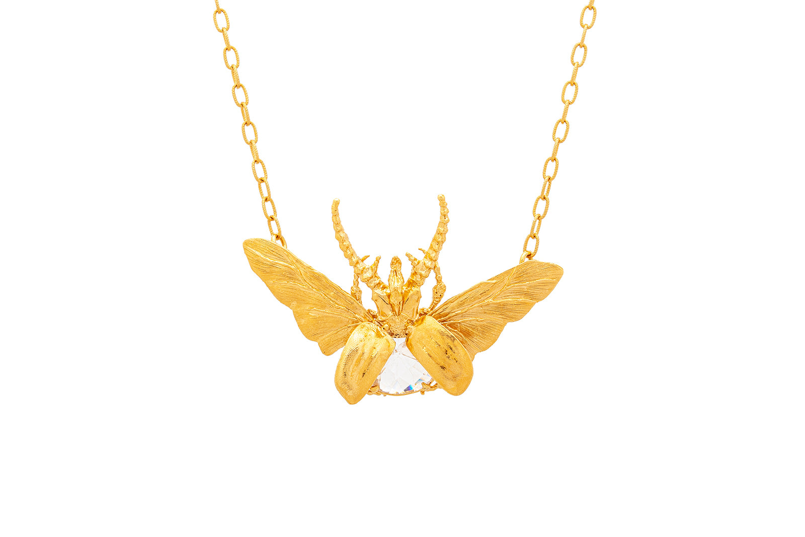 COLLAR ESCARABAJO LUCANO CON ALAS TOPACIO CORTE ESTRELLA