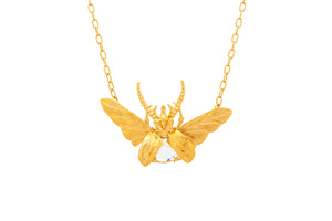 COLLAR ESCARABAJO LUCANO CON ALAS TOPACIO CORTE ESTRELLA