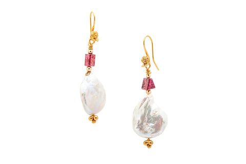 ARETE PERLA CULTIVADA TURMALINA