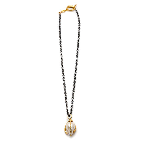 COLLAR GARRA DE PÁJARO PERLA BLANCA