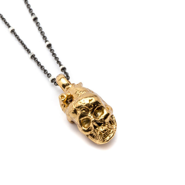 COLLAR CORAZON VERDADERO CON CALAVERA "Muero de amor"